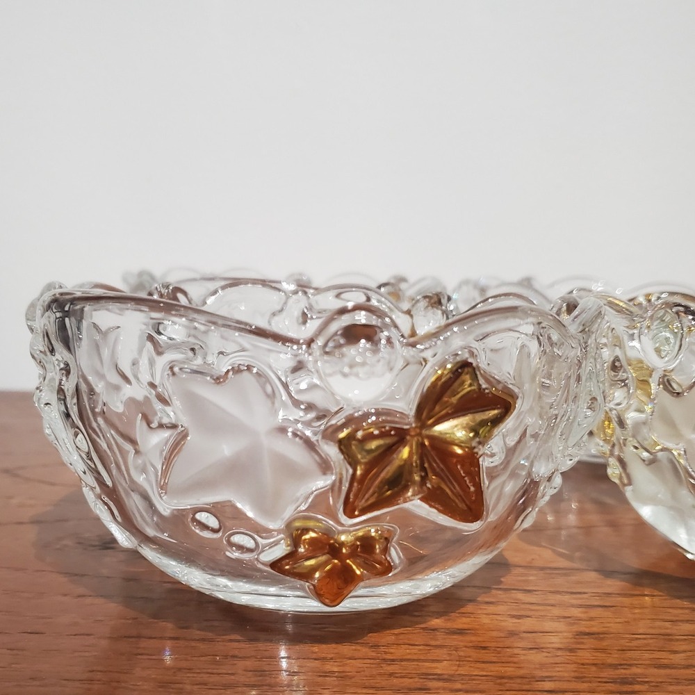 Set of 4 Mikasa Parisian Ivy Crystal Bowls 5.5" Germany - Frosted & Gold Gilded